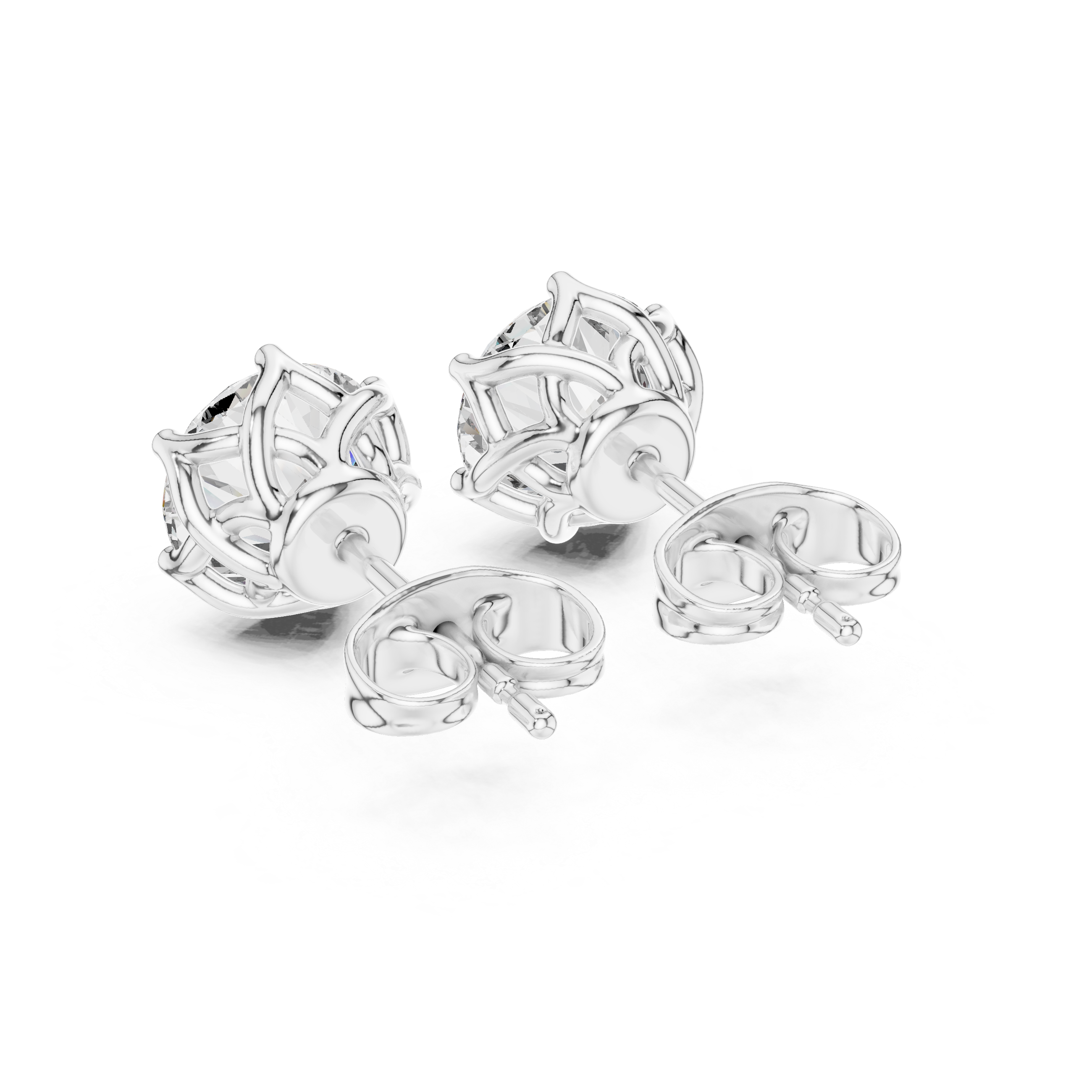 2 Carat Round Cut Diamond Screw Back Earrings