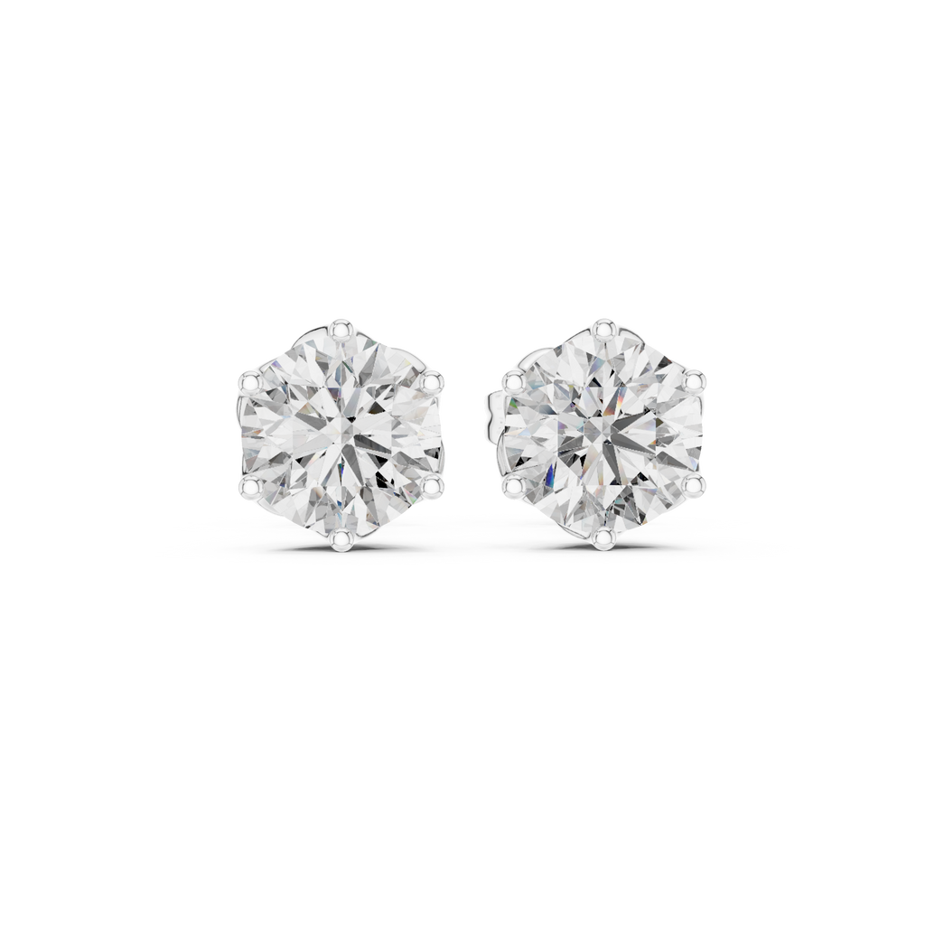 2 Carat Round Cut Diamond Screw Back Earrings