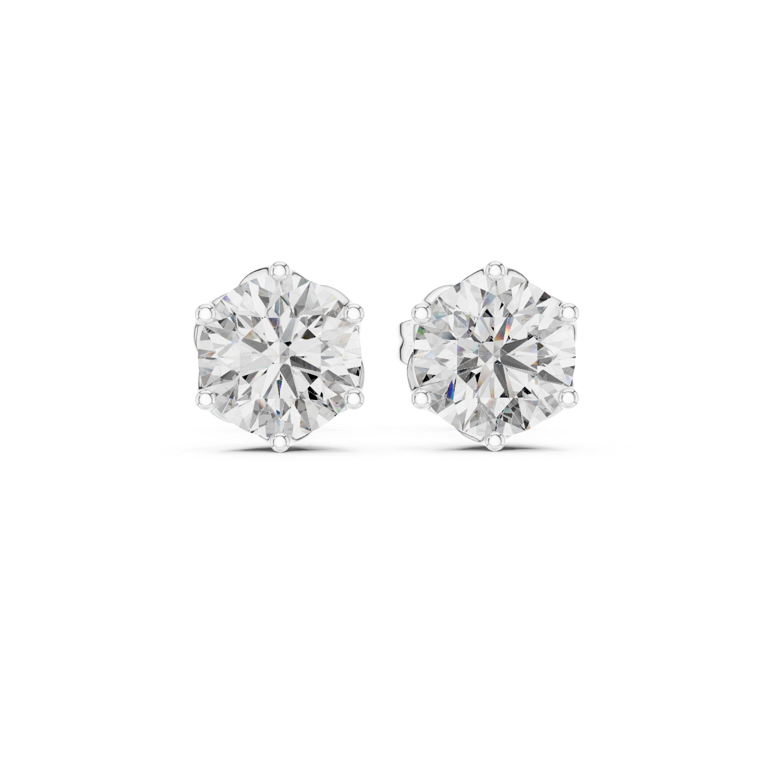2 Carat Round Cut Diamond Screw Back Earrings