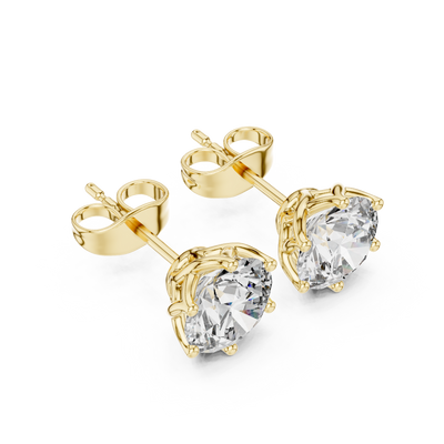 2 Carat Round Cut Diamond Screw Back Earrings