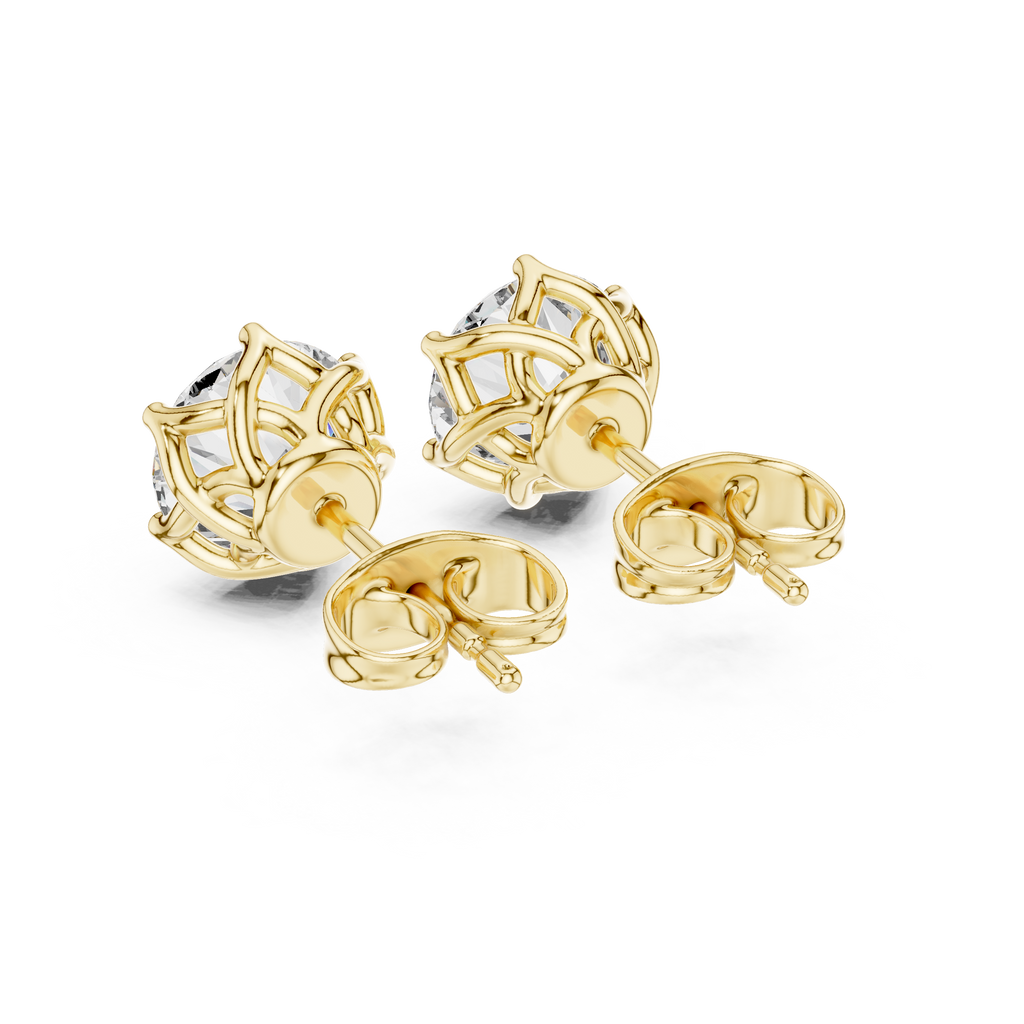 2 Carat Round Cut Diamond Screw Back Earrings