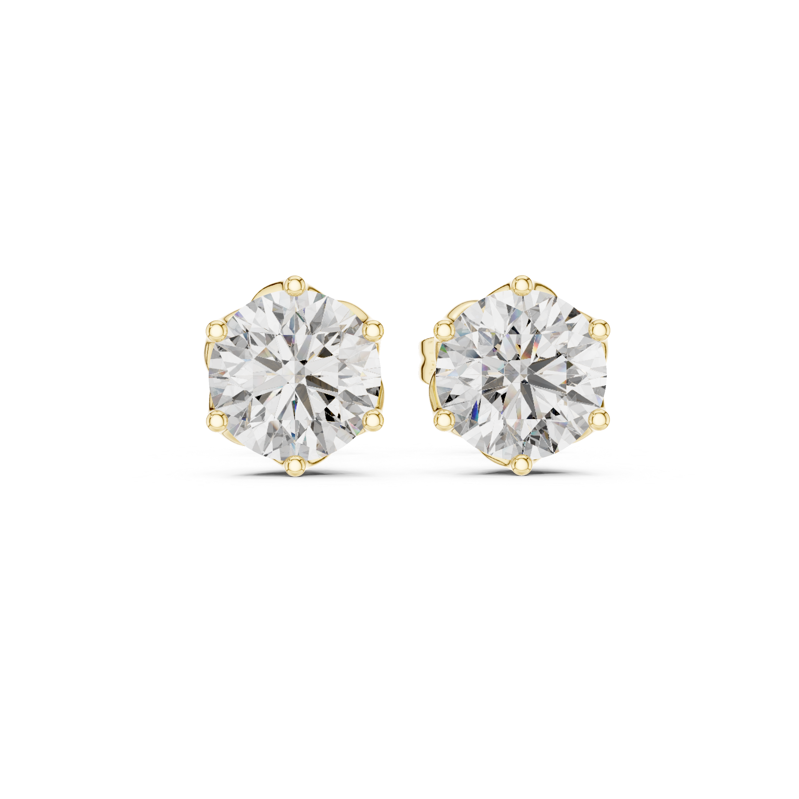 2 Carat Round Cut Diamond Screw Back Earrings