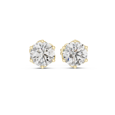 2 Carat Round Cut Diamond Screw Back Earrings