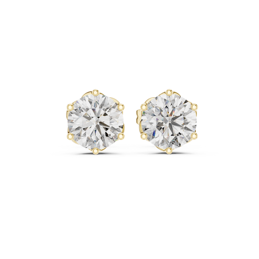 2 Carat Round Cut Diamond Screw Back Earrings