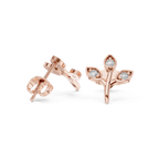 Leaf Shaped Stud Earrings With Round Diamond