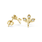 Leaf Shaped Stud Earrings With Round Diamond
