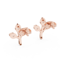 Leaf Shaped Stud Earrings With Round Diamond