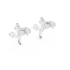 Leaf Shaped Stud Earrings With Round Diamond