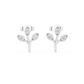 Leaf Shaped Stud Earrings With Round Diamond