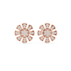 Unique Flower Stud Earrings With Round Cut Diamond