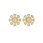 Unique Flower Stud Earrings With Round Cut Diamond