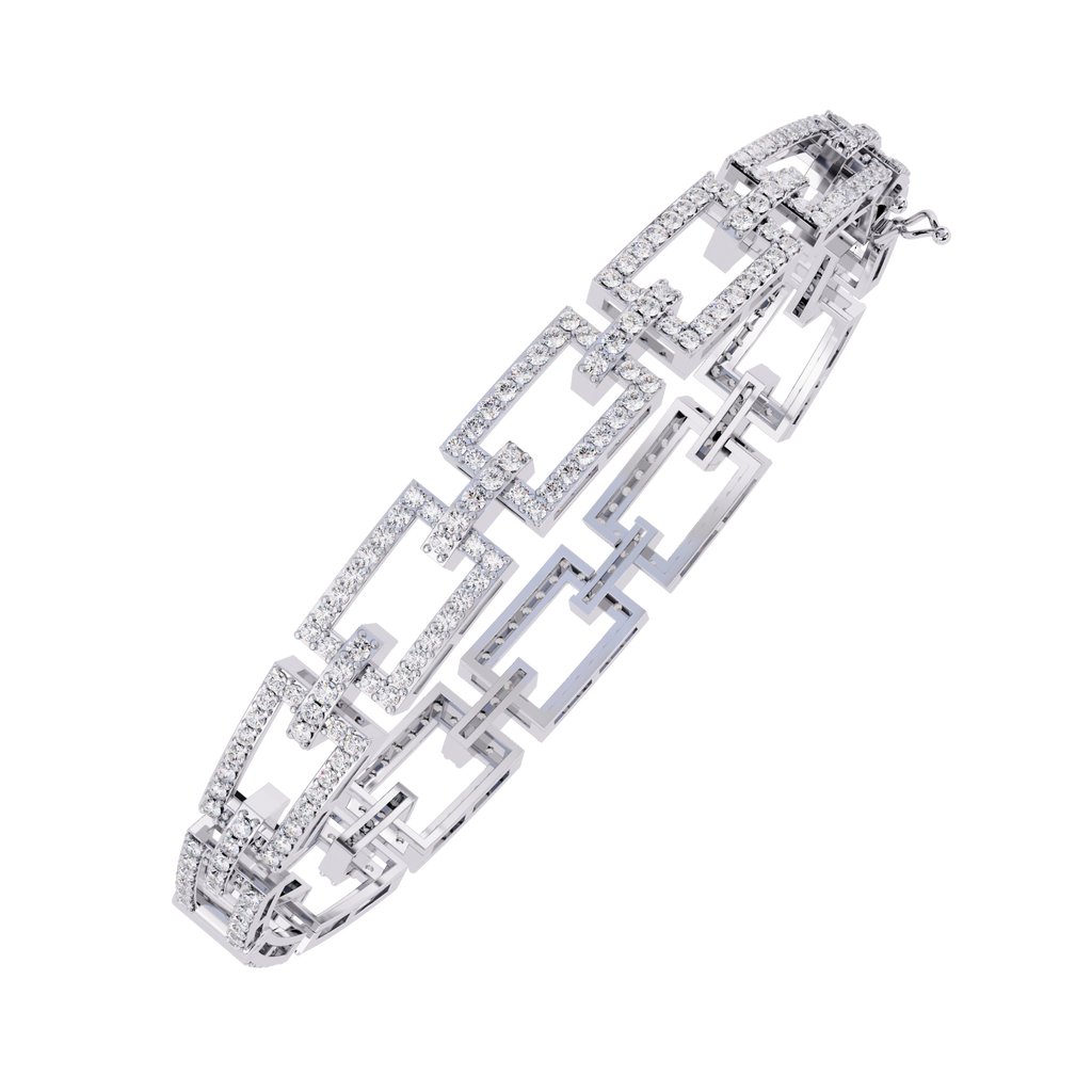 14K White Gold Round Cut Lab Diamond Tennis Bracelet