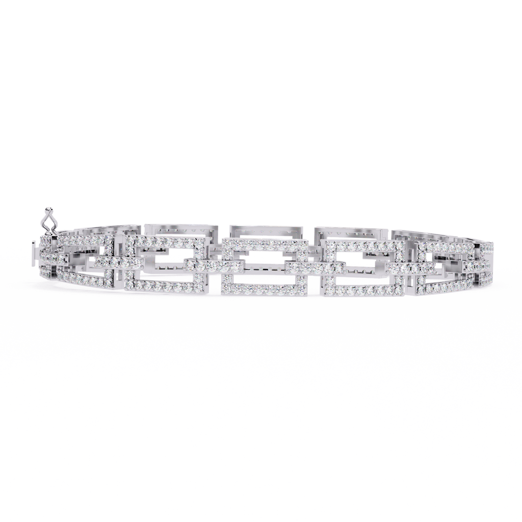 14K White Gold Round Cut Lab Diamond Tennis Bracelet