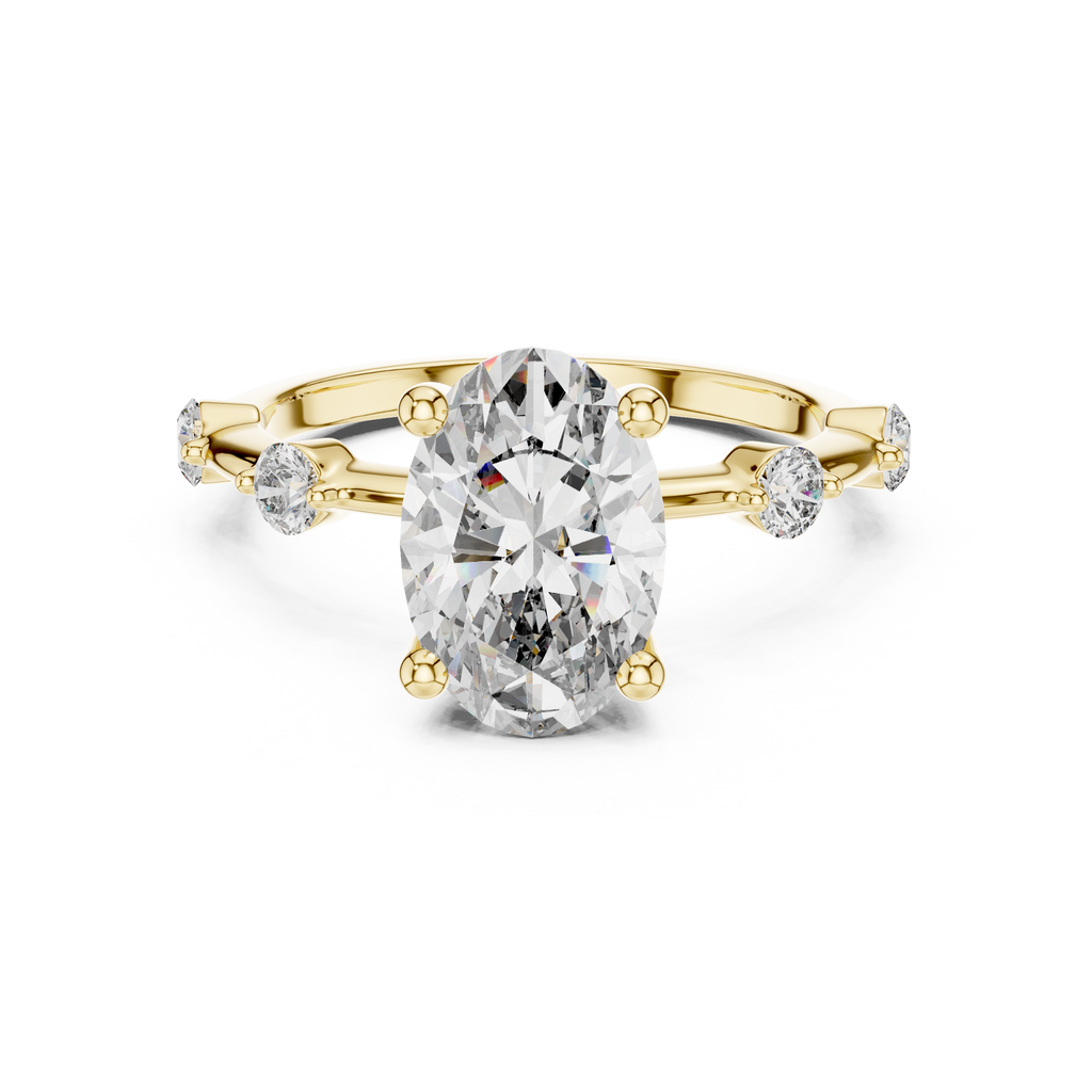 Modern Oval Diamond Engagement Ring in 14K Yellow Gold