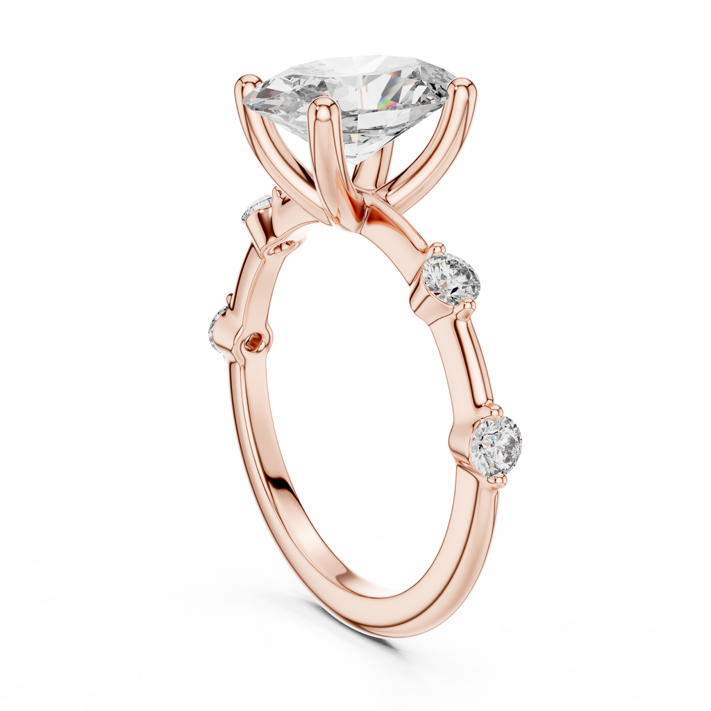 Modern Oval Diamond Engagement Ring in 14K Yellow Gold