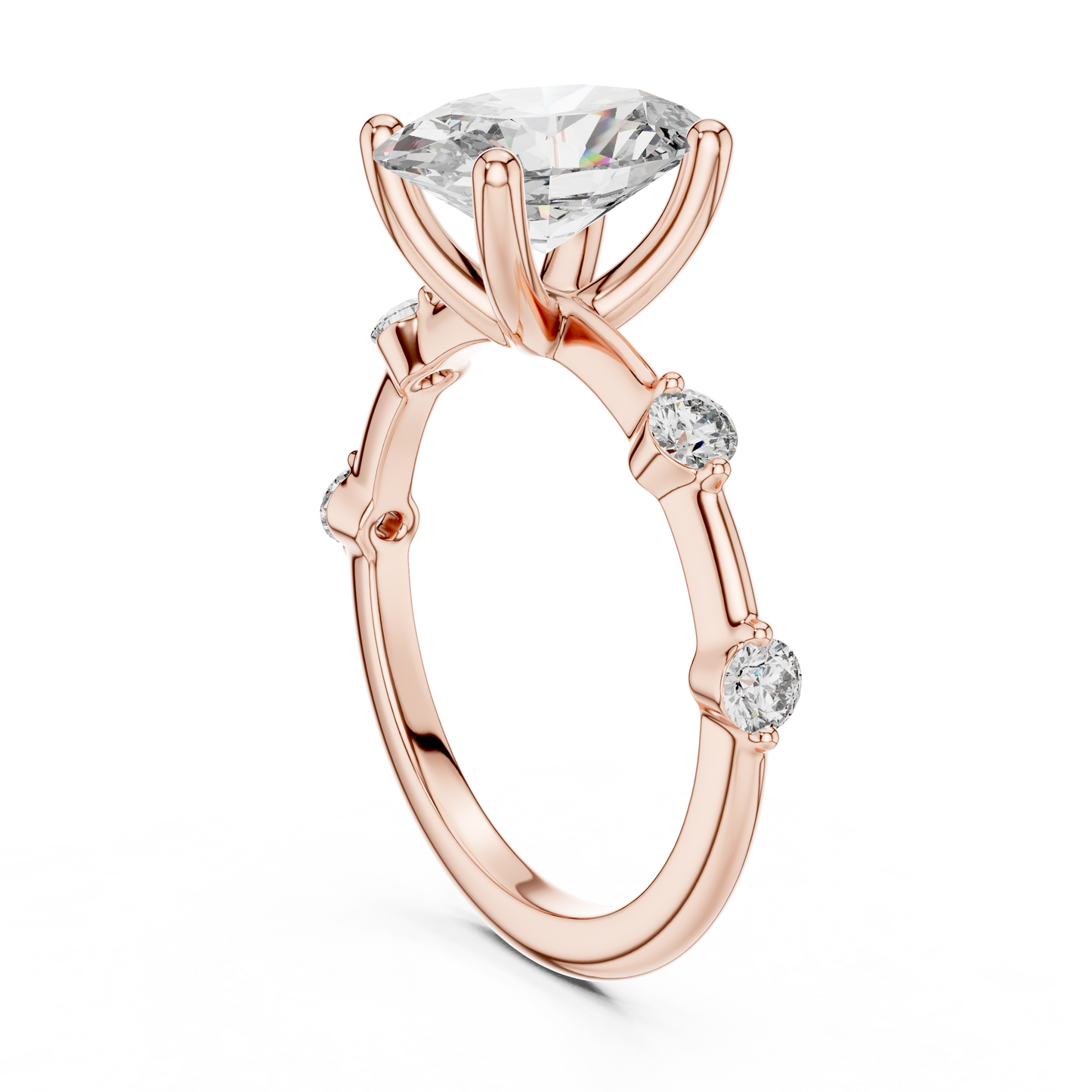 Modern Oval Diamond Engagement Ring in 14K Yellow Gold