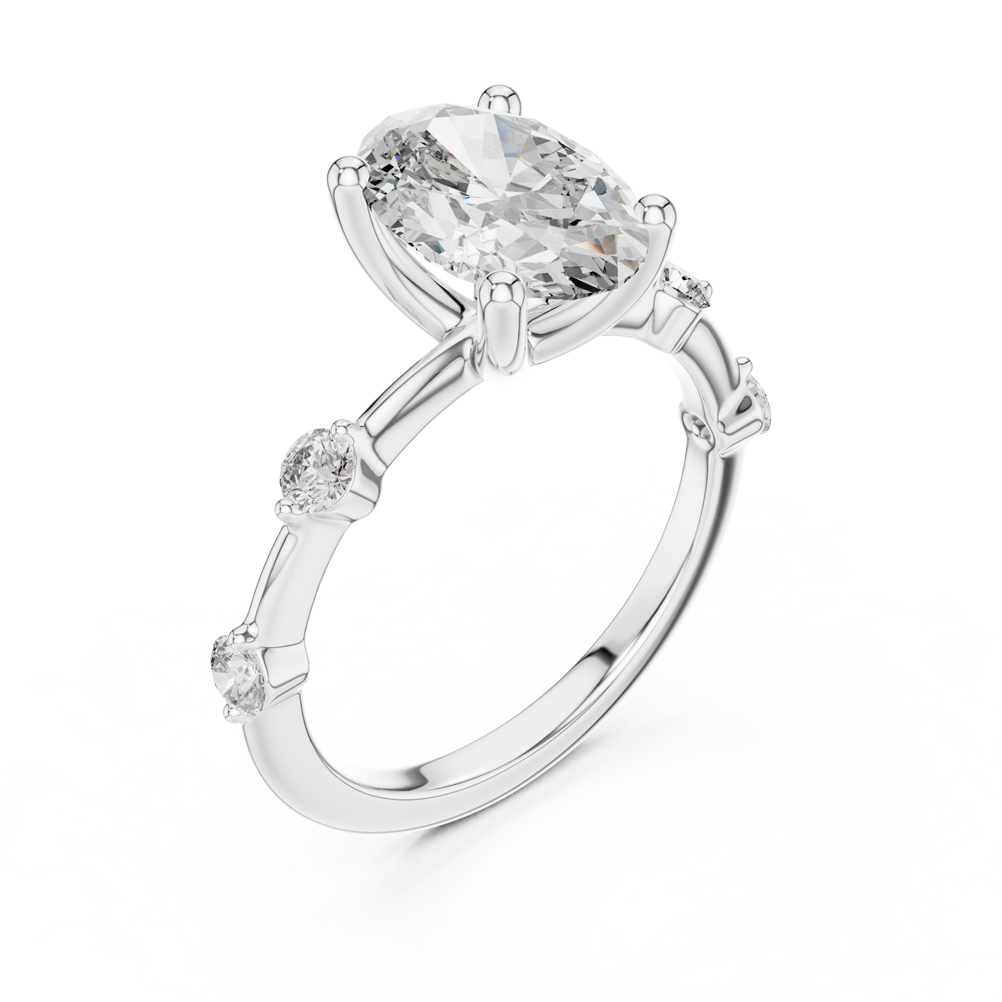 Modern Oval Diamond Engagement Ring in 14K Yellow Gold
