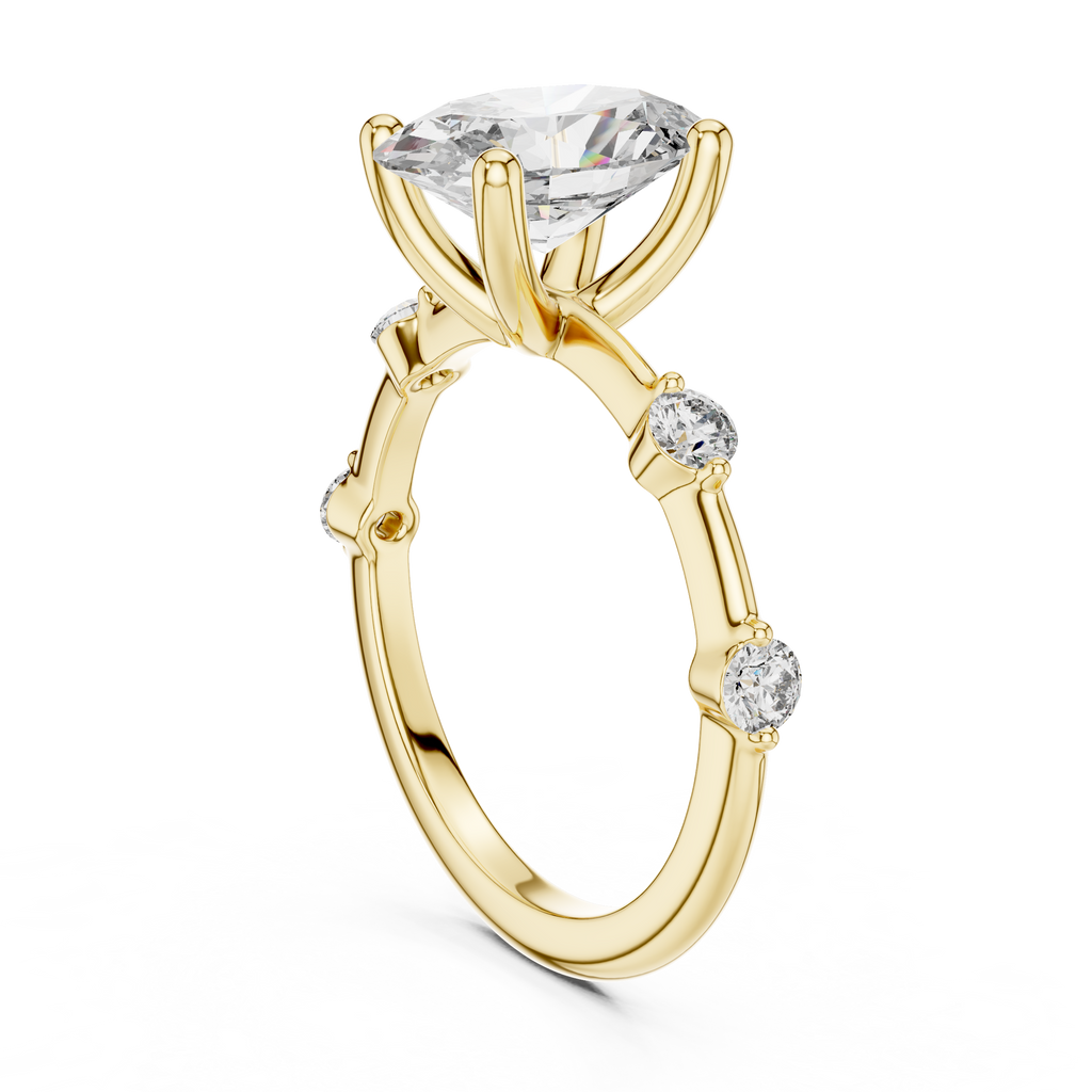Modern Oval Diamond Engagement Ring in 14K Yellow Gold