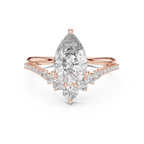 V Shape Pear Lab Diamond Bridal Engagement Ring