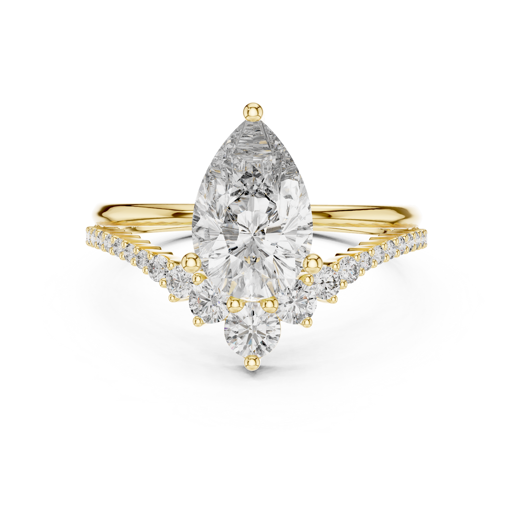 V Shape Pear Lab Diamond Bridal Engagement Ring