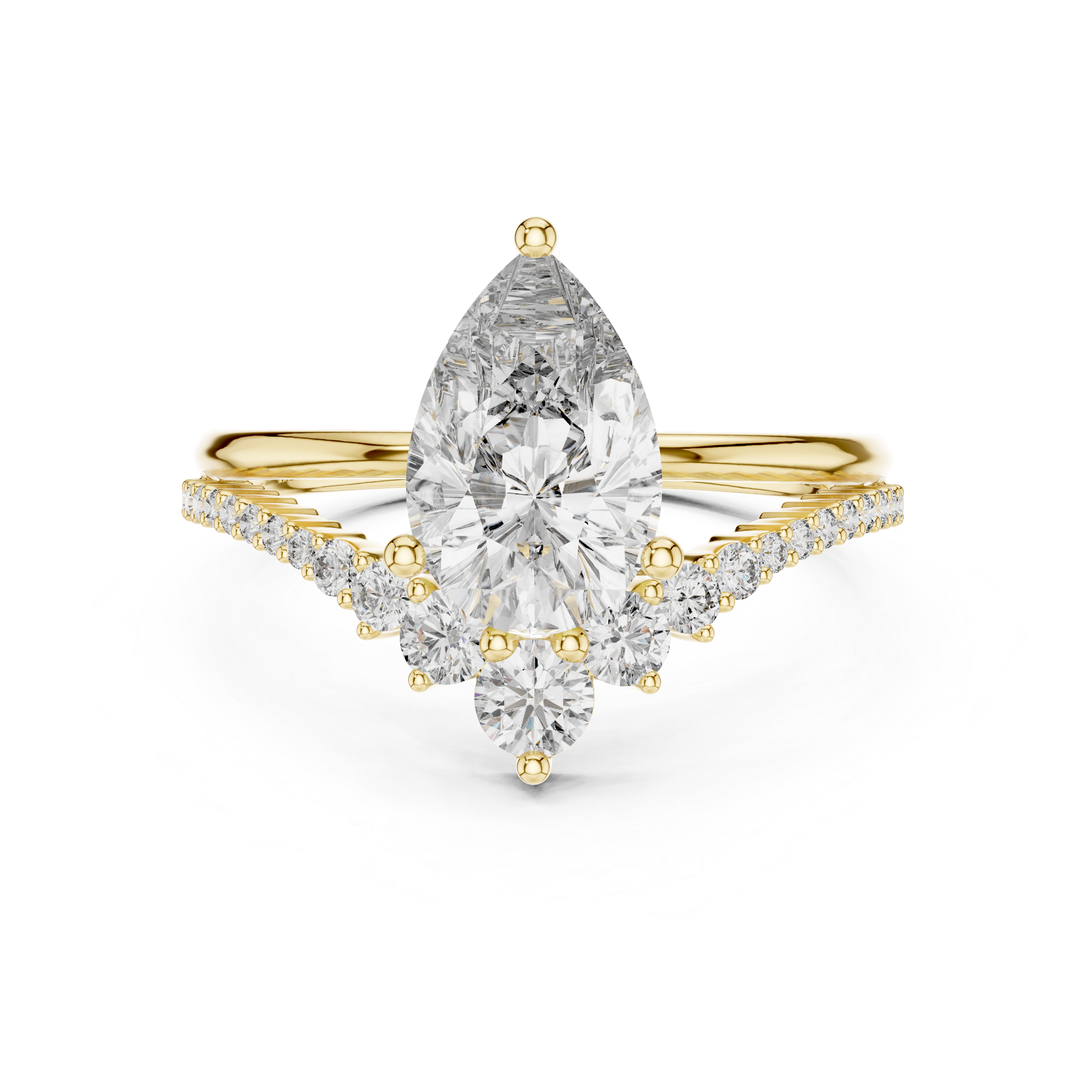 V Shape Pear Lab Diamond Bridal Engagement Ring