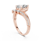 V Shape Pear Lab Diamond Bridal Engagement Ring