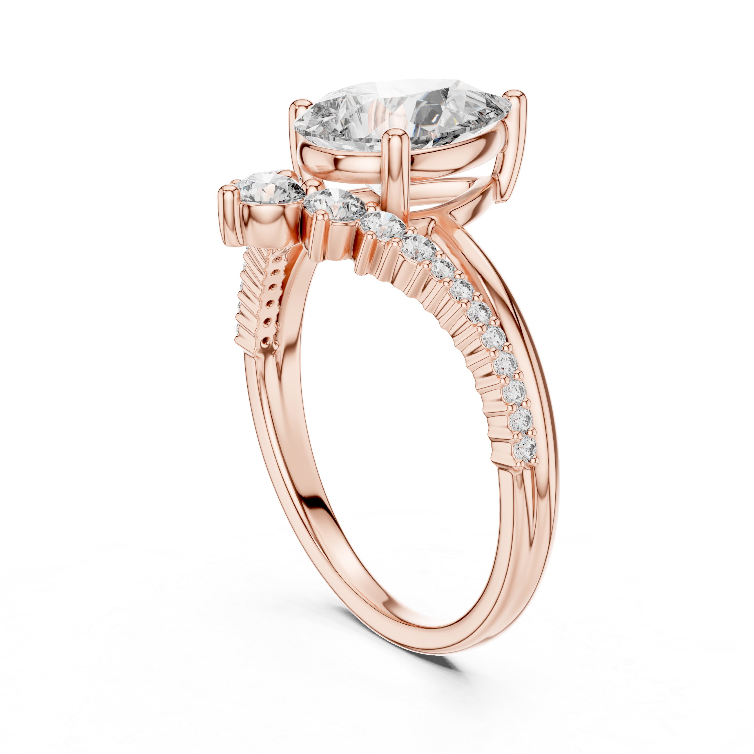 V Shape Pear Lab Diamond Bridal Engagement Ring