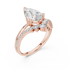 V Shape Pear Lab Diamond Bridal Engagement Ring