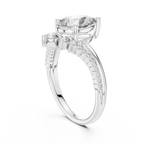 V Shape Pear Lab Diamond Bridal Engagement Ring