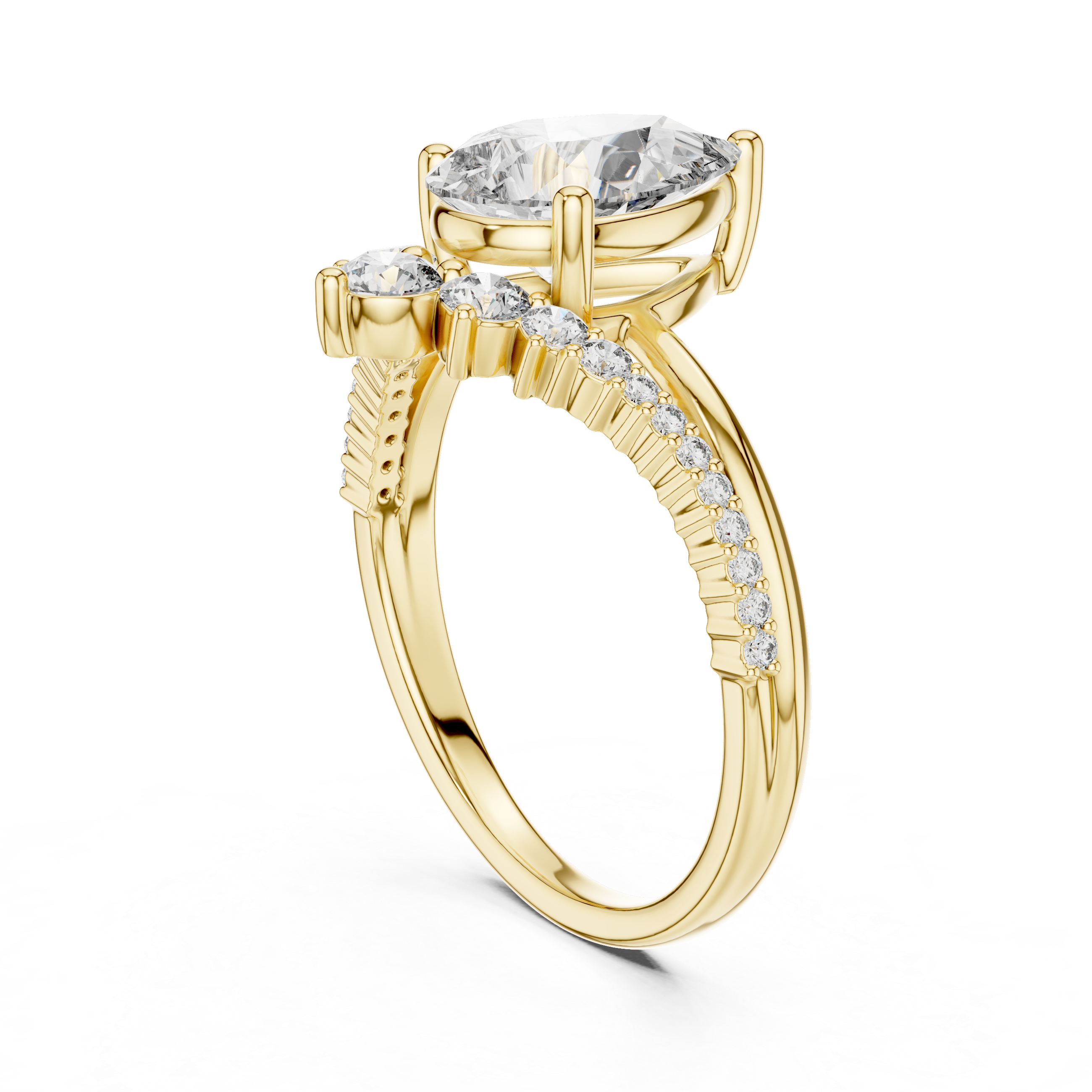 V Shape Pear Lab Diamond Bridal Engagement Ring