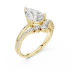V Shape Pear Lab Diamond Bridal Engagement Ring