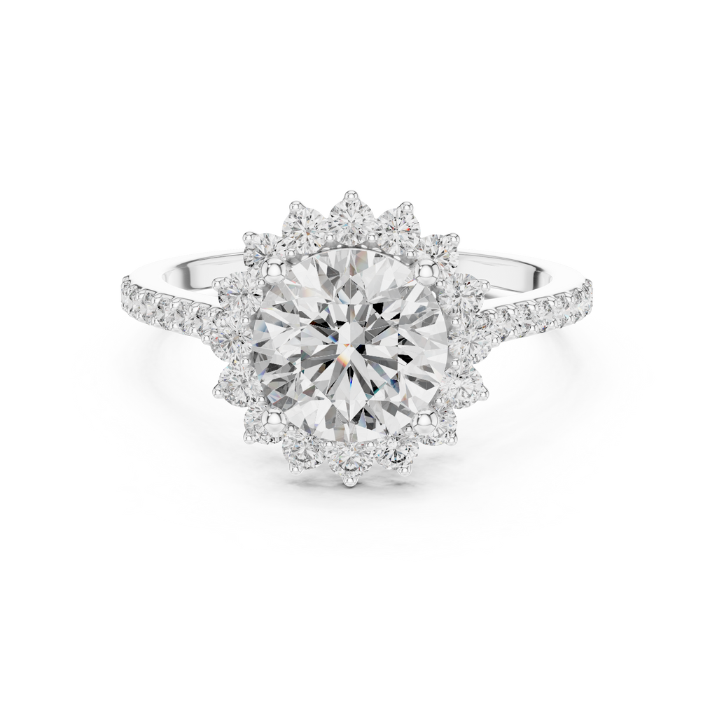 1.50 Carat Round Lab Diamond Floral Engagement Ring