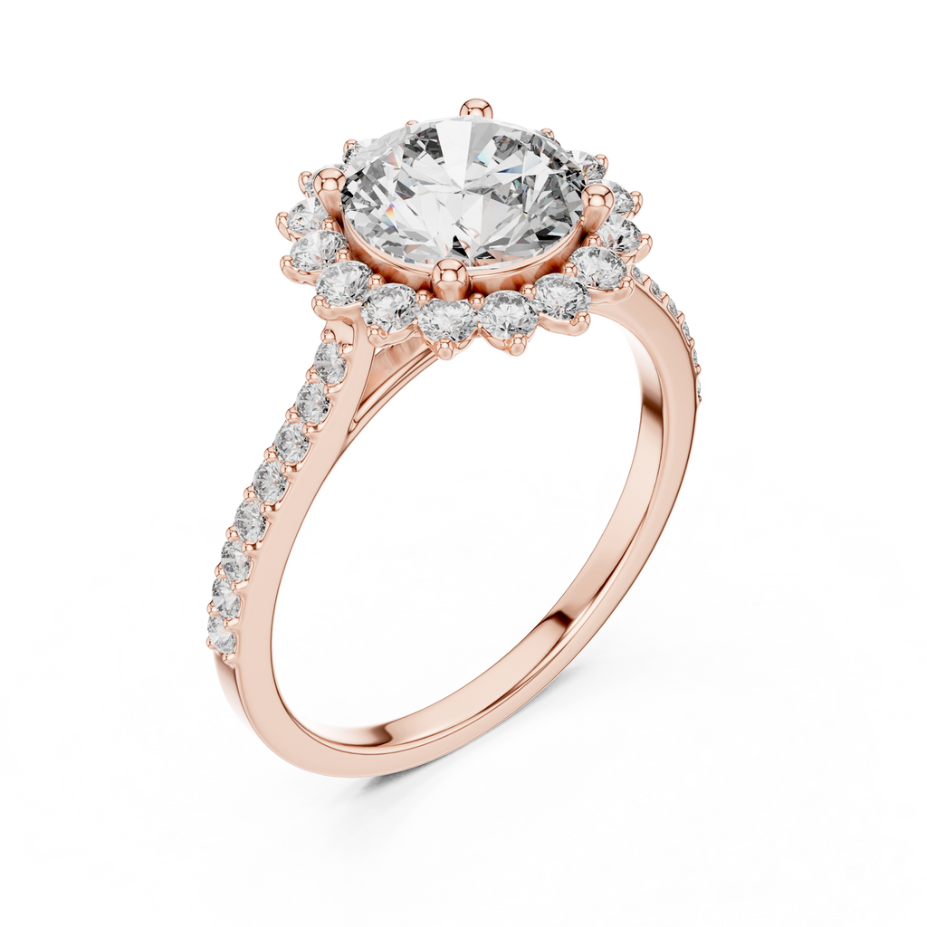 1.50 Carat Round Lab Diamond Floral Engagement Ring