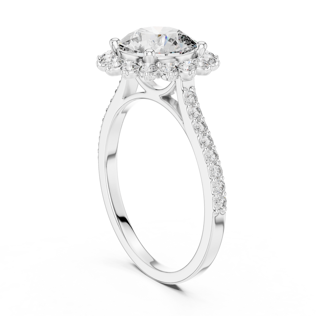 1.50 Carat Round Lab Diamond Floral Engagement Ring