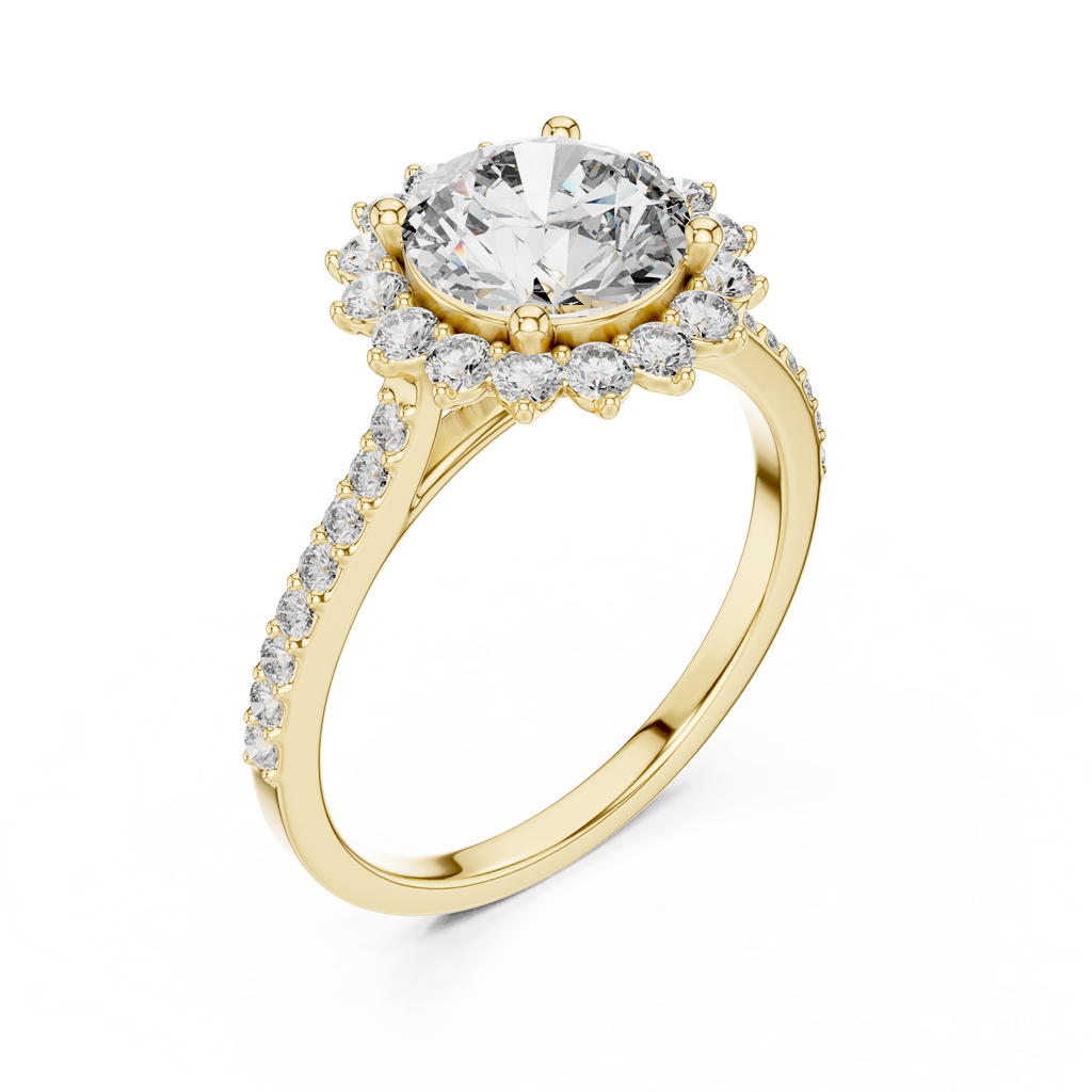 1.50 Carat Round Lab Diamond Floral Engagement Ring