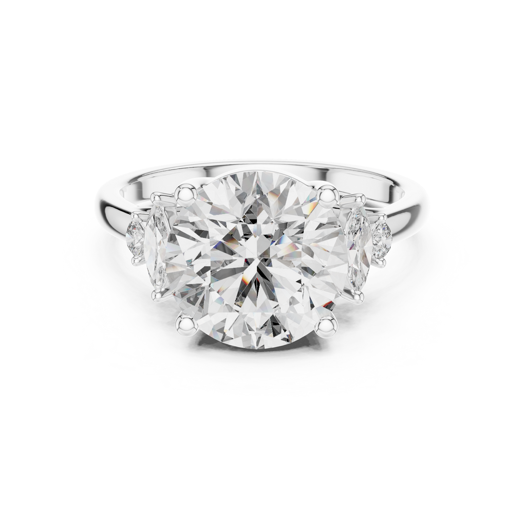 Lab Diamond Round Cut Engagement Ring with Side Stones