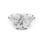 Lab Diamond Round Cut Engagement Ring with Side Stones