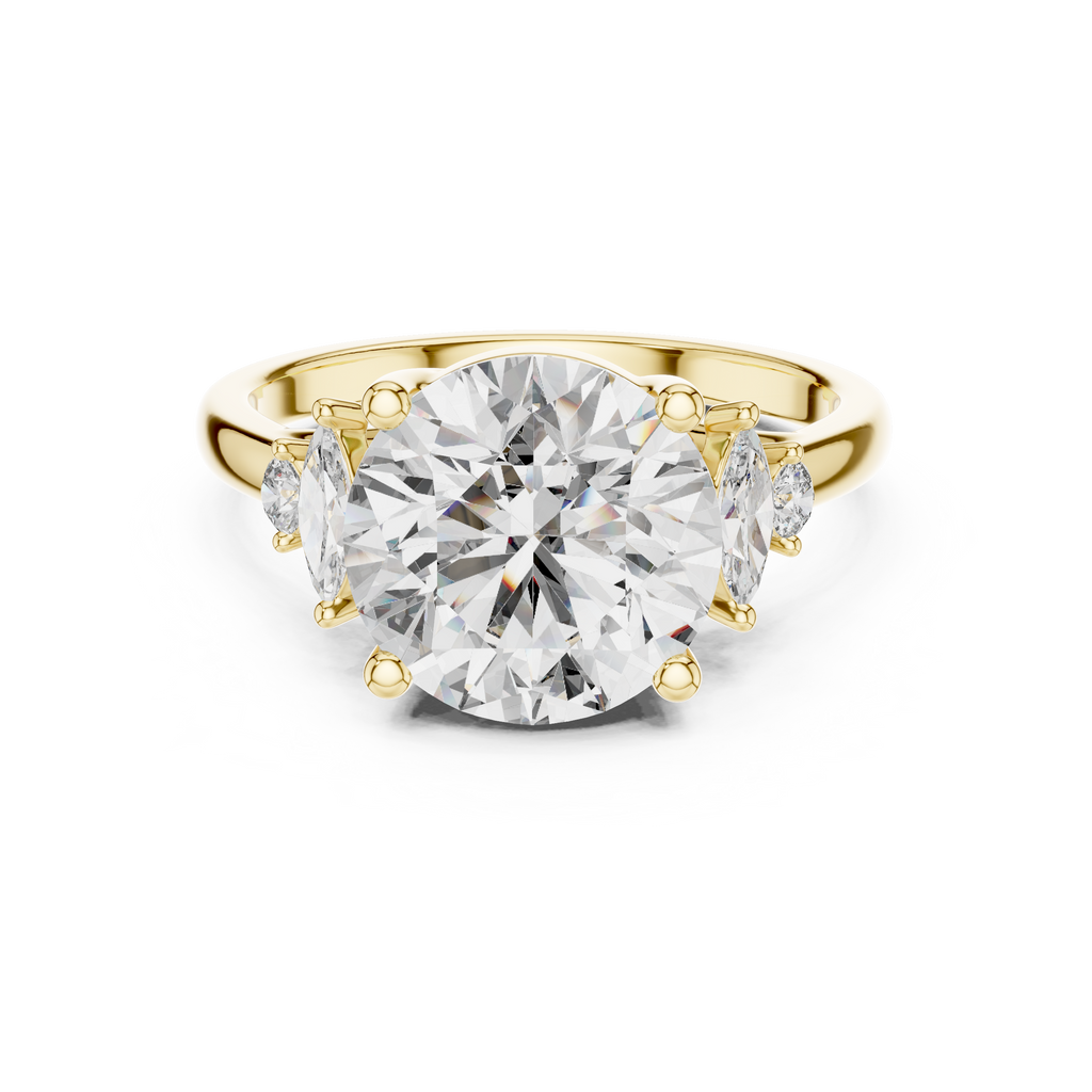 Lab Diamond Round Cut Engagement Ring with Side Stones