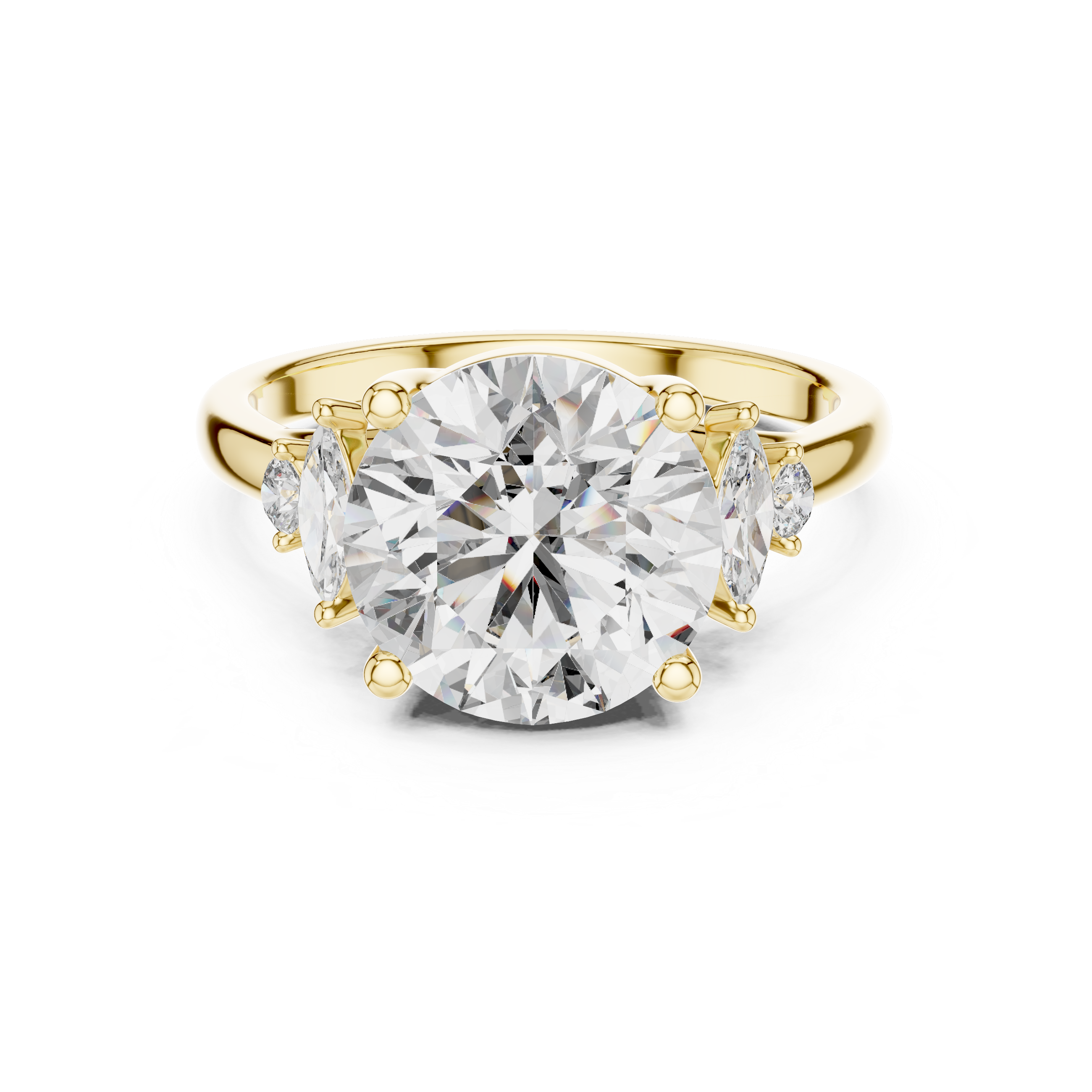 Lab Diamond Round Cut Engagement Ring with Side Stones
