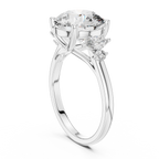 Lab Diamond Round Cut Engagement Ring with Side Stones