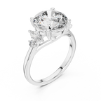 Lab Diamond Round Cut Engagement Ring with Side Stones