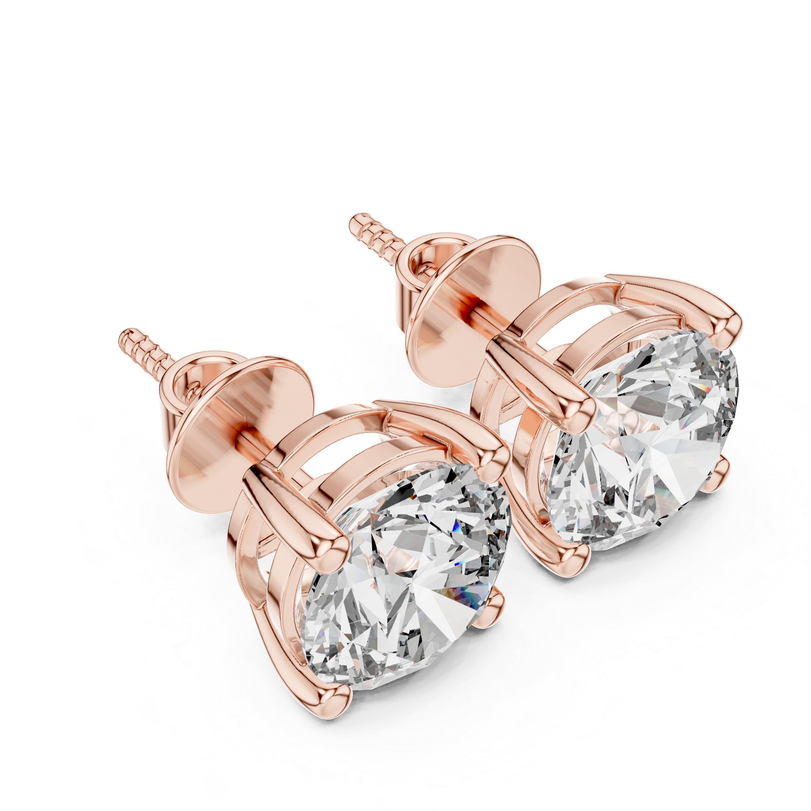 4 Carat Round Cut Lab Diamond Stud Earrings