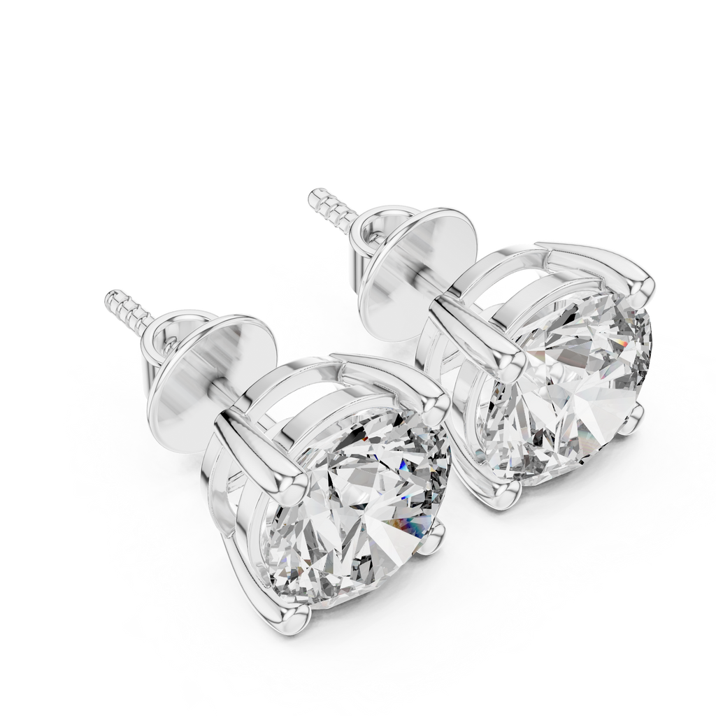 4 Carat Round Cut Lab Diamond Stud Earrings