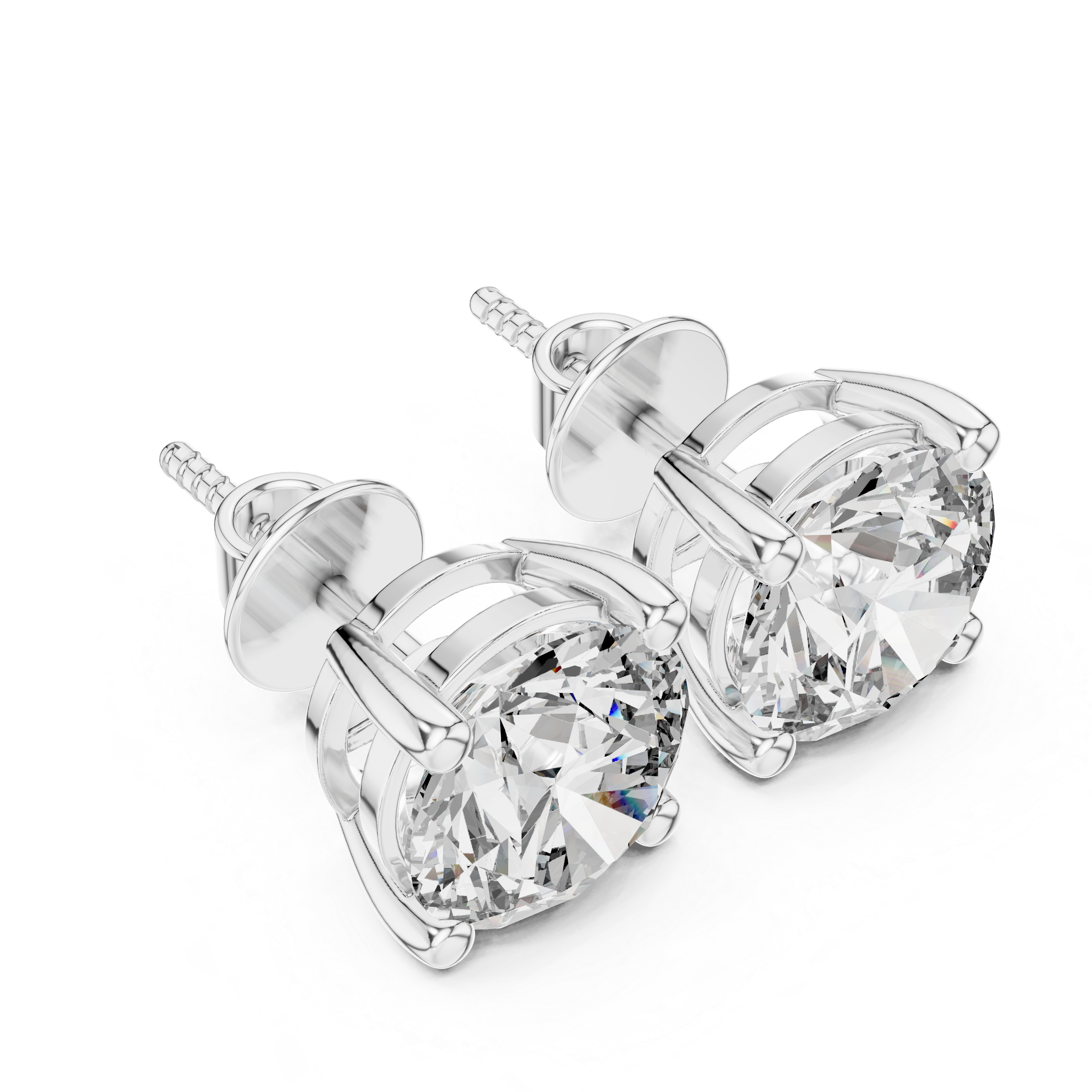 4 Carat Round Cut Lab Diamond Stud Earrings