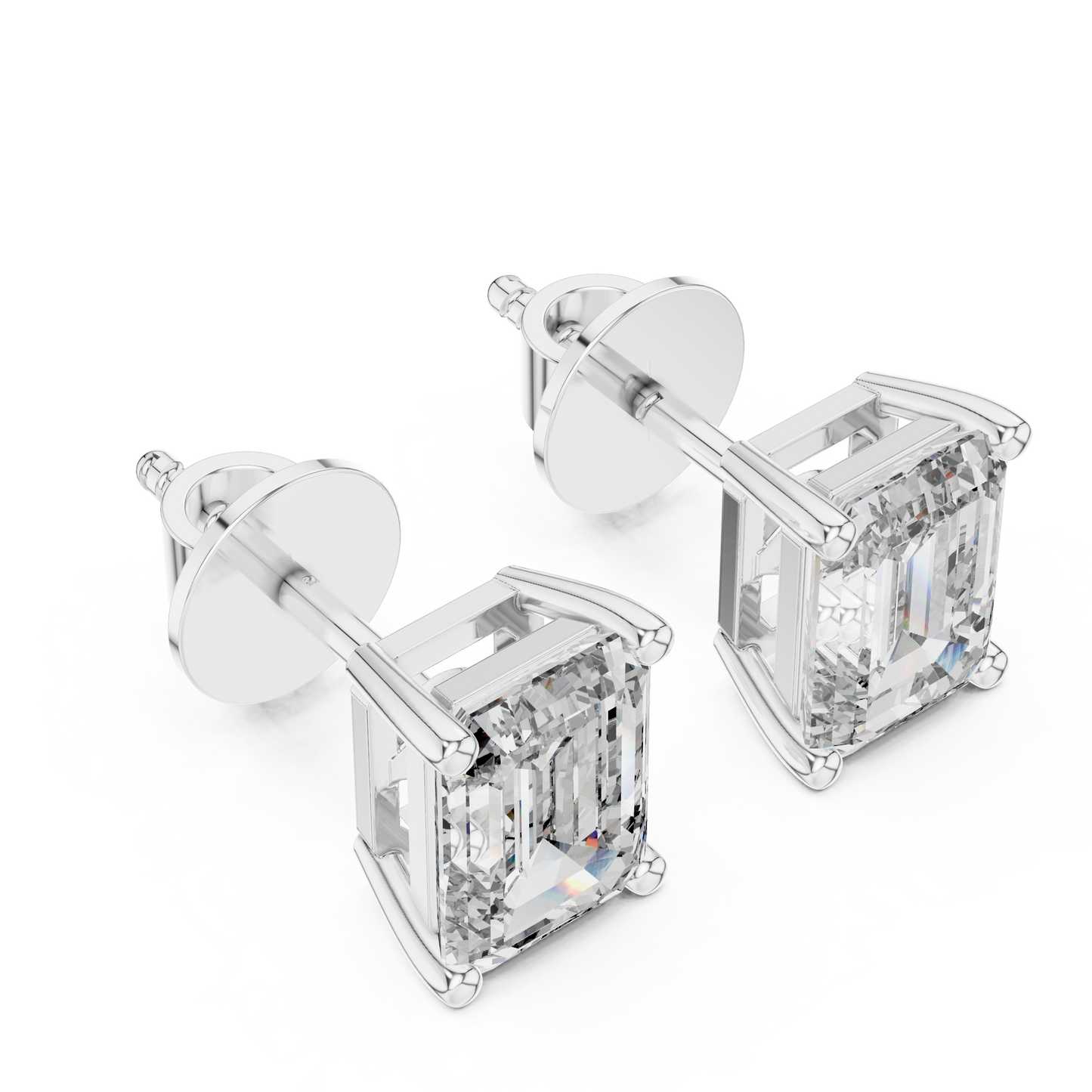 Emerald Cut 2.50 Carat Diamond Stud Earrings