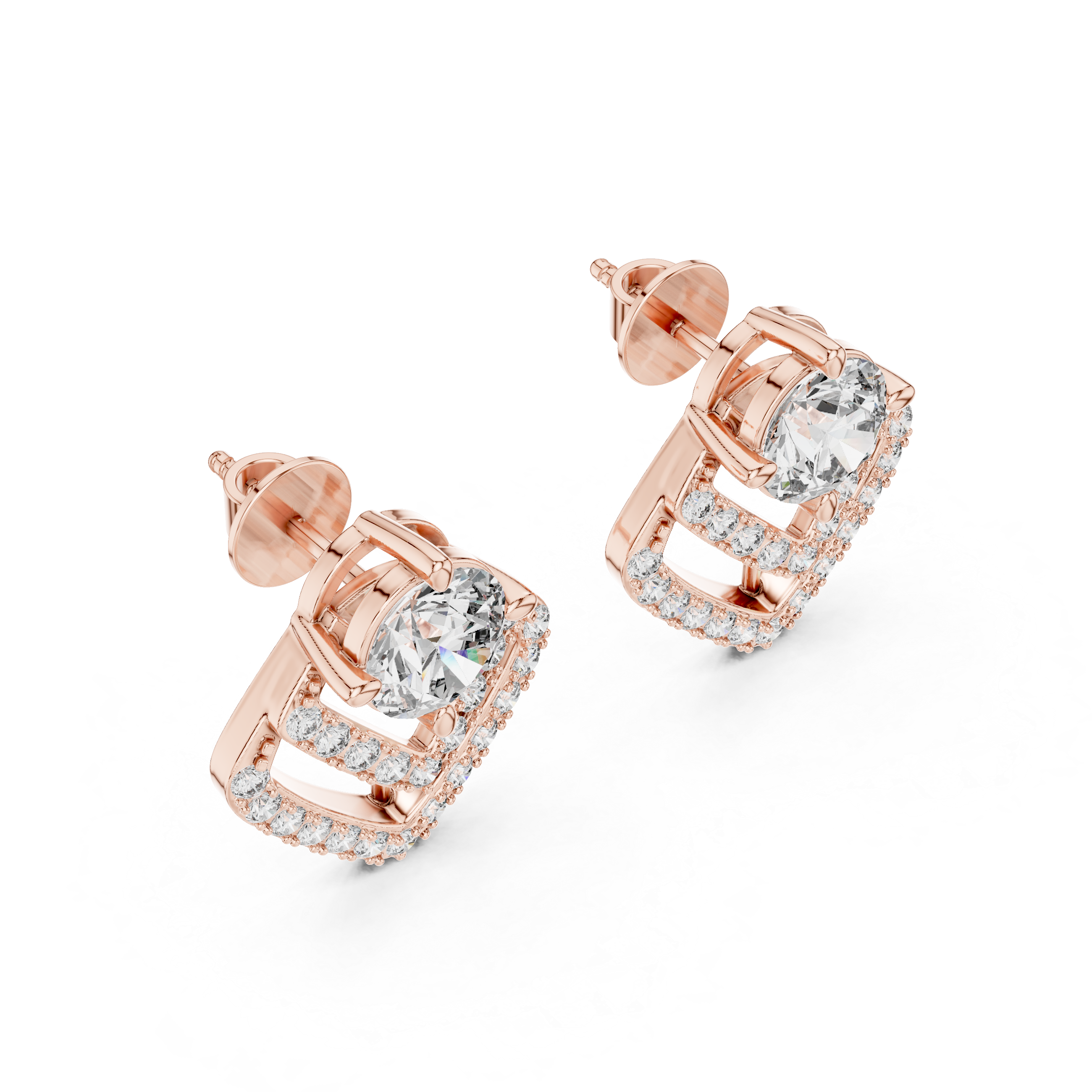 Unique Round Cut Diamond Drop Earrings