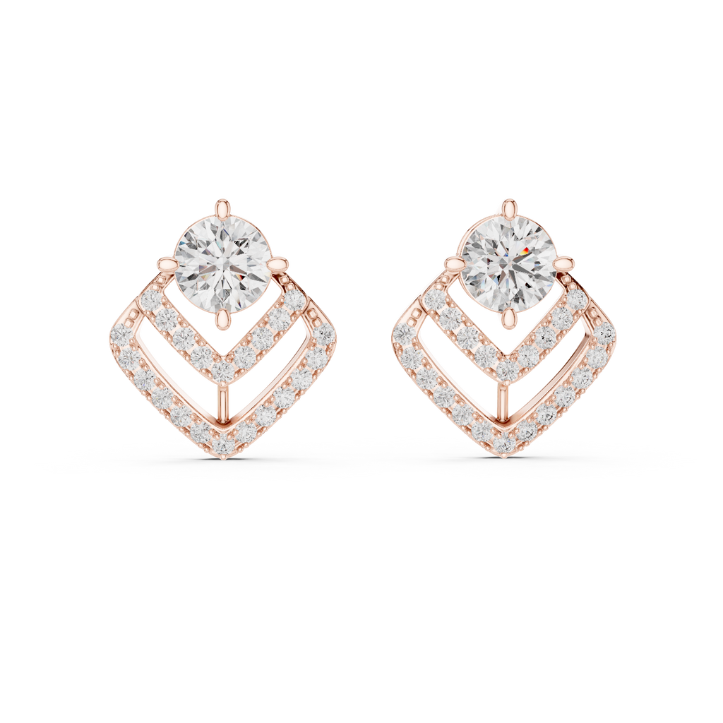 Unique Round Cut Diamond Drop Earrings