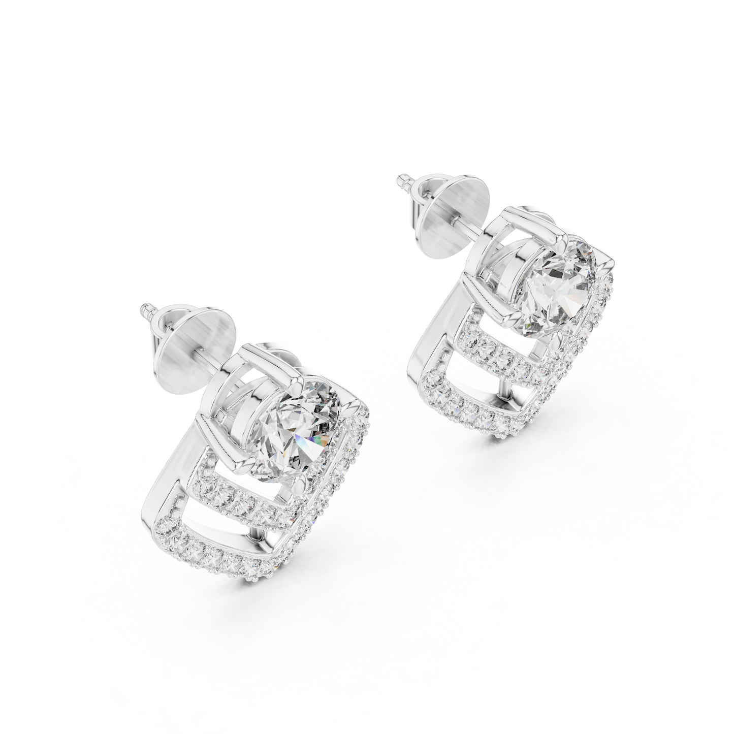 Unique Round Cut Diamond Drop Earrings