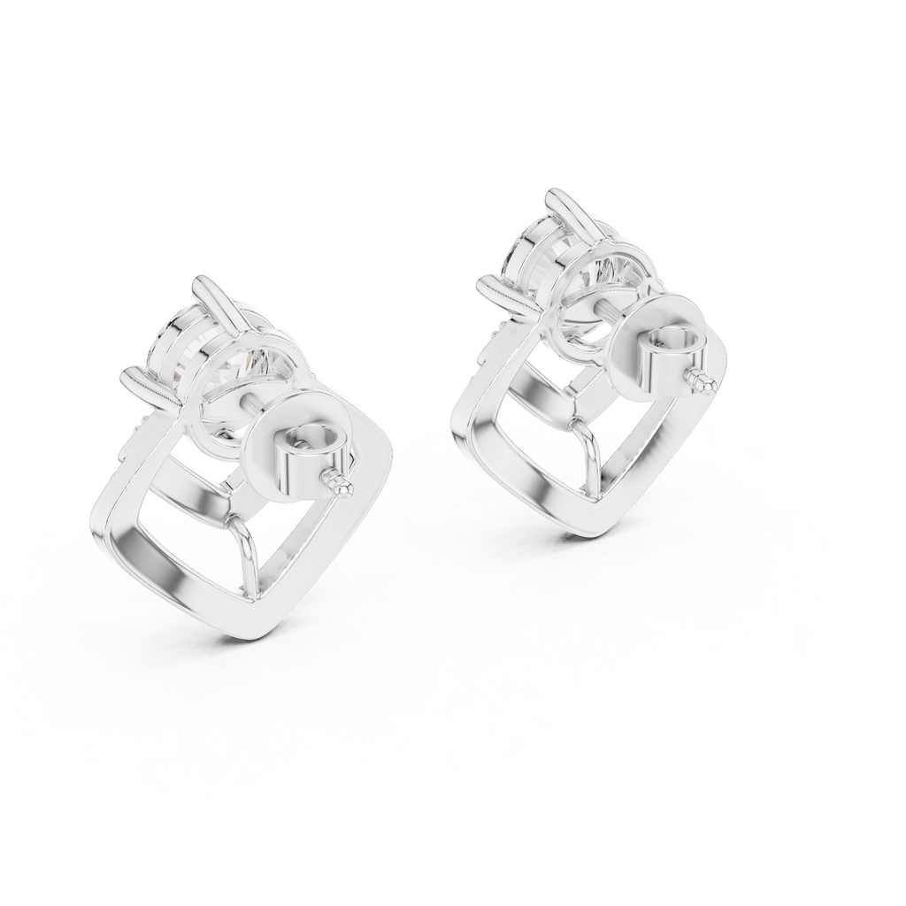 Unique Round Cut Diamond Drop Earrings