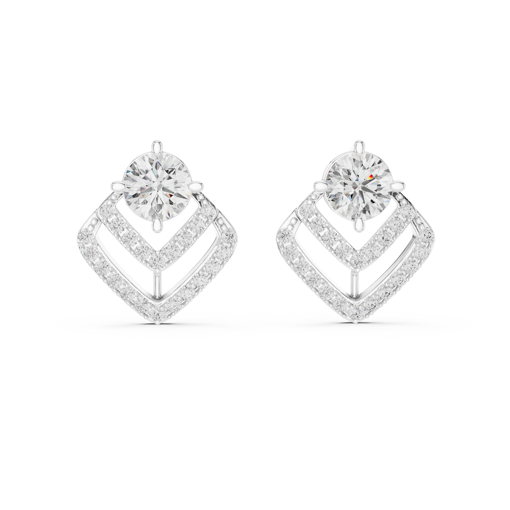 Unique Round Cut Diamond Drop Earrings